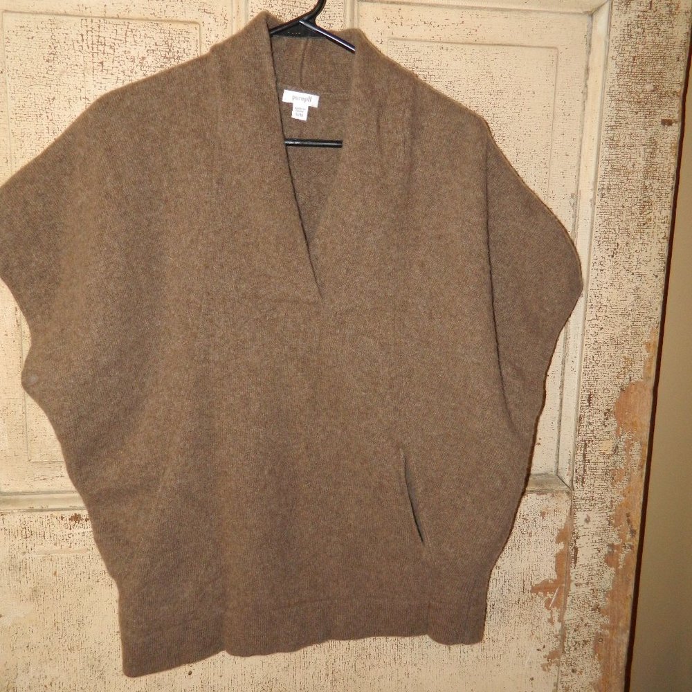 Pure Jill Marled Wool Blend V-Neck Poncho Vest Size S/M (JJ-30)